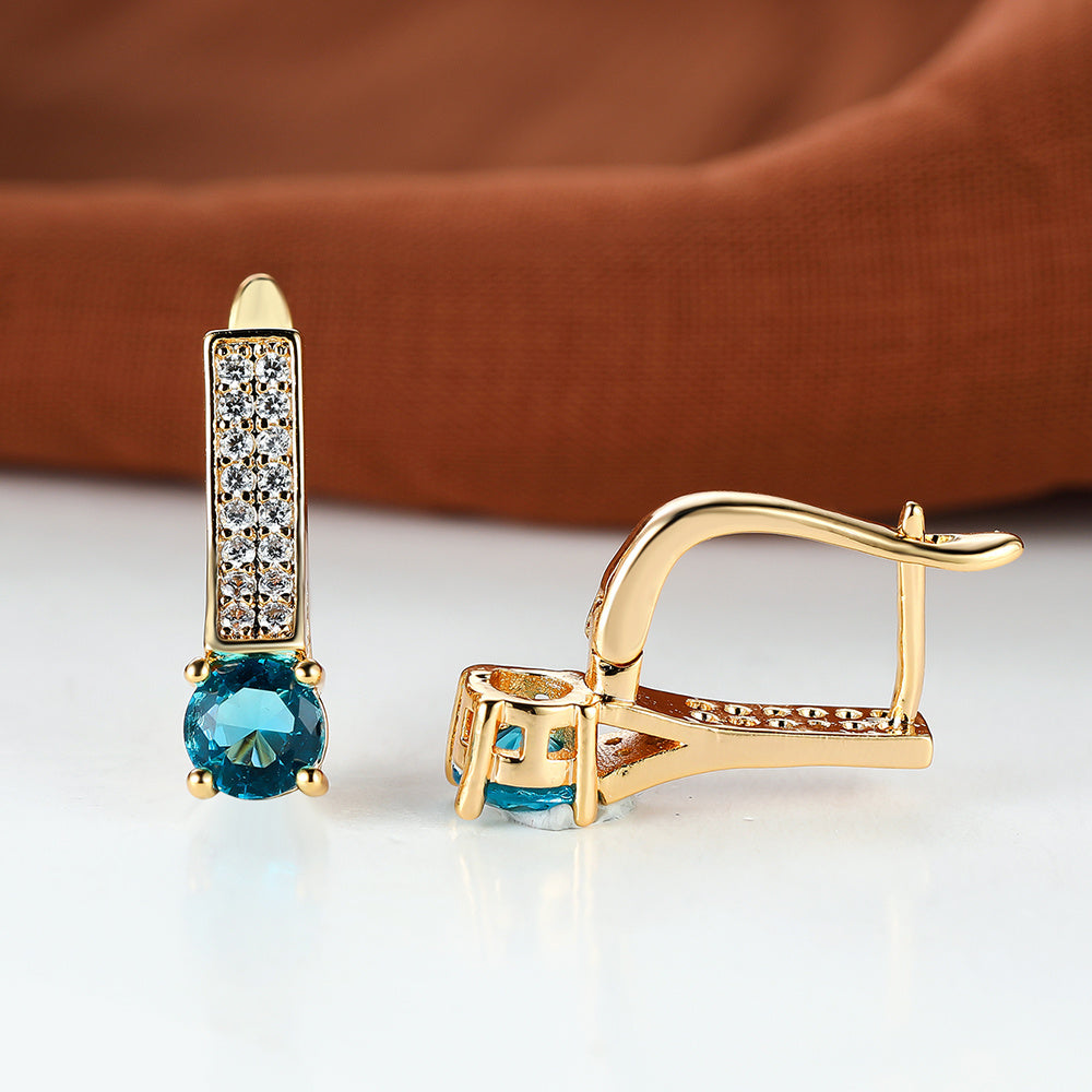 Vintage Aqua Stone Earrings Wedding Jewelry Gift