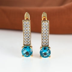 Vintage Aqua Stone Earrings Wedding Jewelry Gift