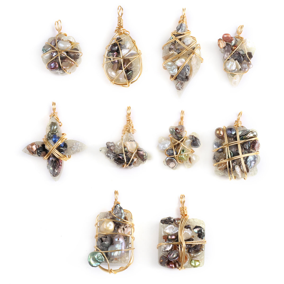 1pc Natural Stone Pendant Irregular Wire Charms For DIY Necklace 4 5x2cm