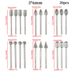 20pcs Diamond Grinding Heads Mini Bit For Rotary Drill Tool