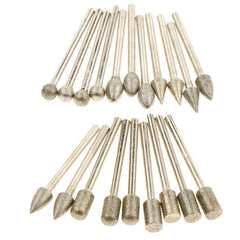 20pcs Diamond Grinding Heads Mini Bit For Rotary Drill Tool