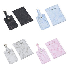 2pcs Leather Passport Cover Luggage Tag Set