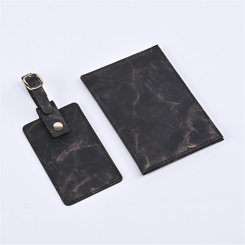 2pcs Leather Passport Cover Luggage Tag Set