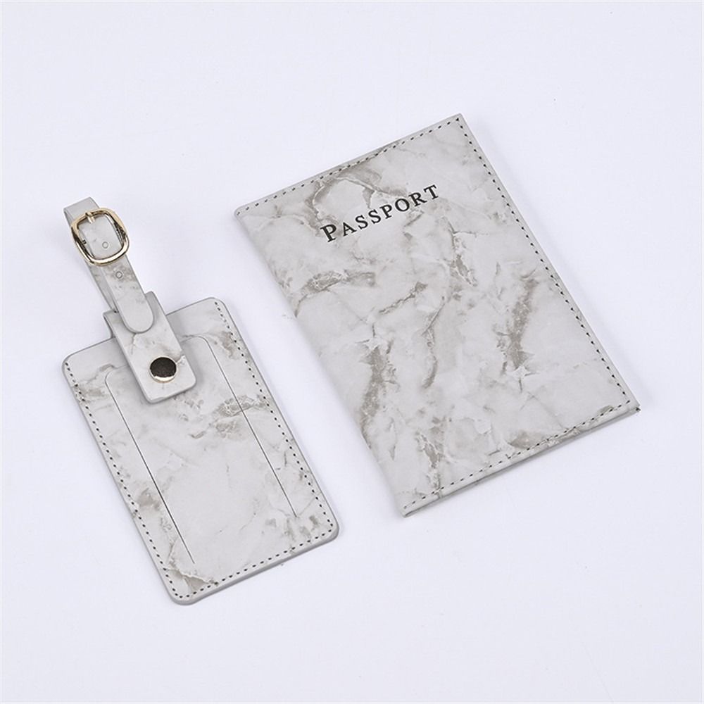 2pcs Leather Passport Cover Luggage Tag Set