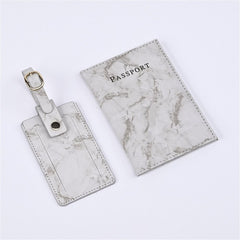 2pcs Leather Passport Cover Luggage Tag Set