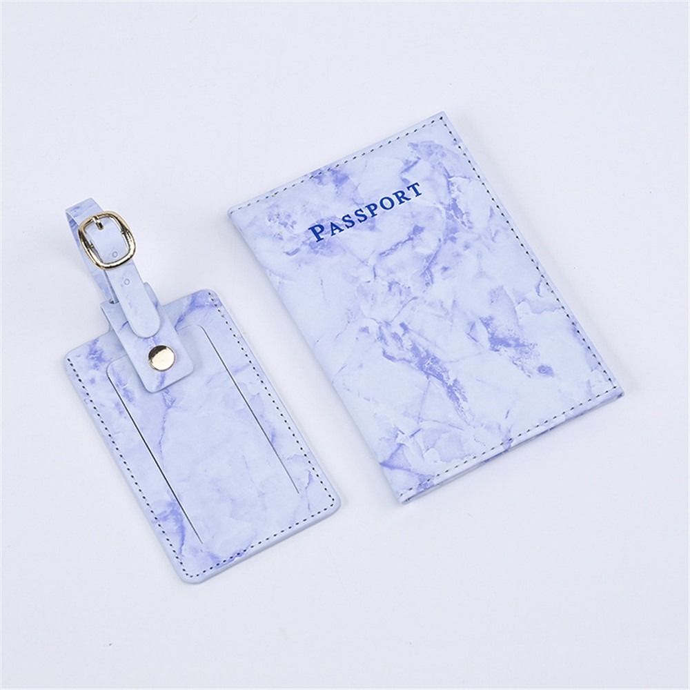 2pcs Leather Passport Cover Luggage Tag Set