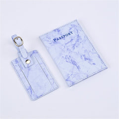 2pcs Leather Passport Cover Luggage Tag Set