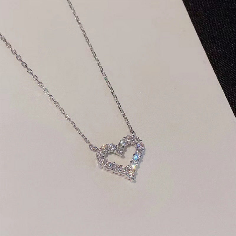 Heart Shaped Pendant Necklace for Girls with Sparkling Hollow Design