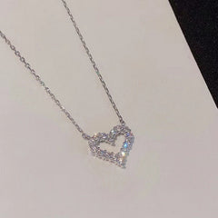 Heart Shaped Pendant Necklace for Girls with Sparkling Hollow Design