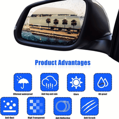 4pcs Car Rearview Mirror Film Rainproof Waterproof Anti Fog Nano Coating
