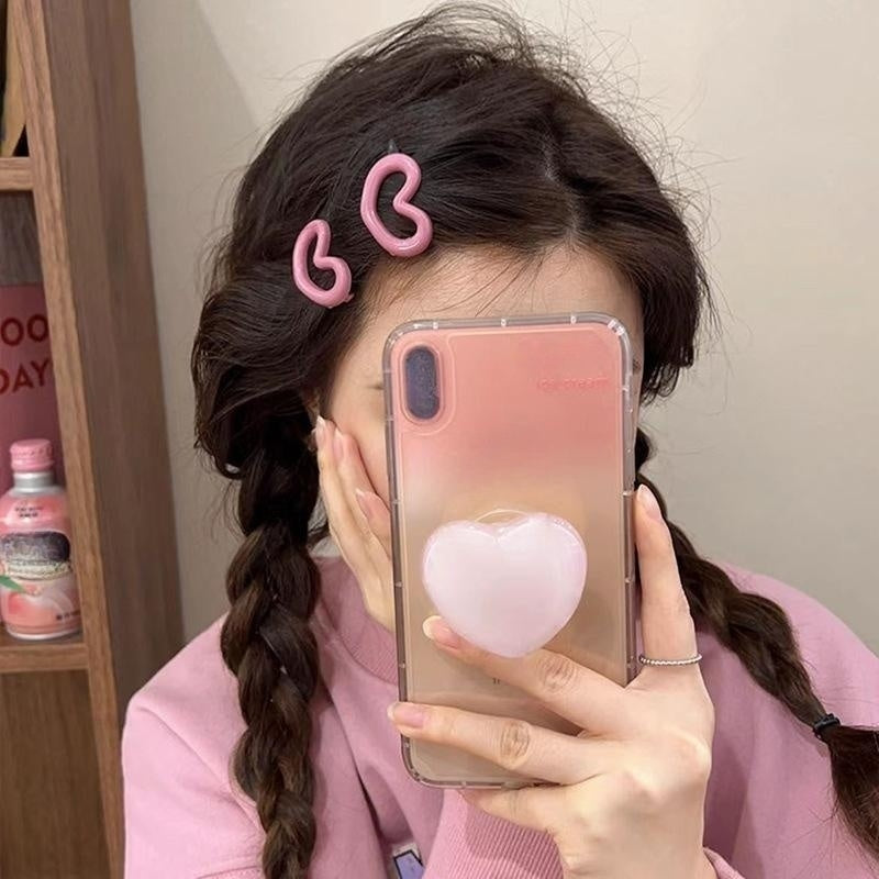 2pcs Heart Hairpin Side Clip Bangs Clip Hair Clip Hair Accessories Sets