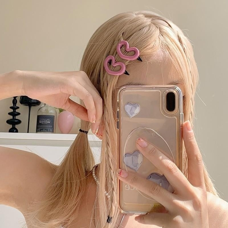 2pcs Heart Hairpin Side Clip Bangs Clip Hair Clip Hair Accessories Sets