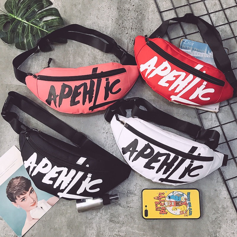 Men's Letter Pattern Waist Bag, Lightweight Mobile Phone Pouch for Gym Travel