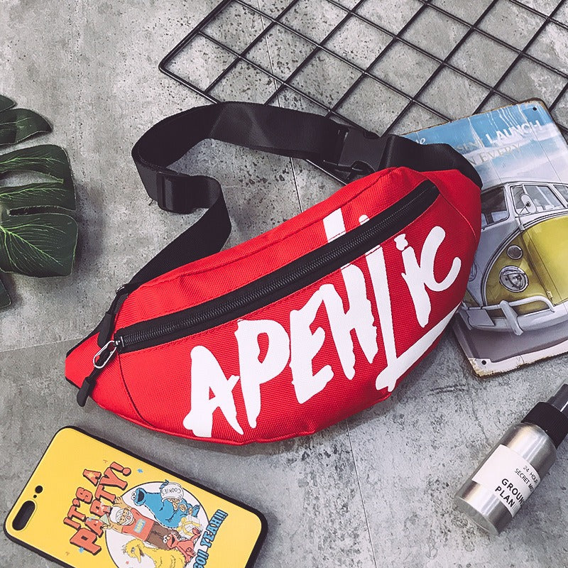 Men's Letter Pattern Waist Bag, Lightweight Mobile Phone Pouch for Gym Travel