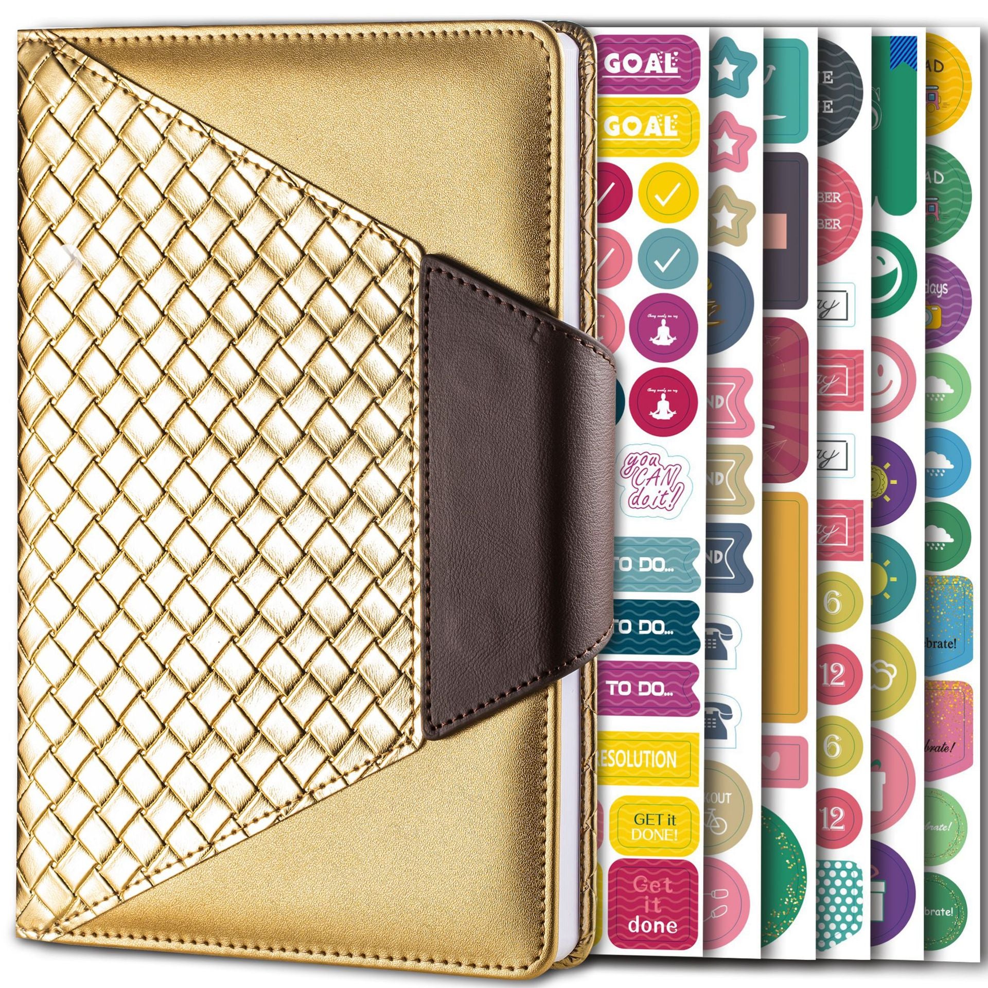 English Dateless Weekly & Monthly Planner Notebook with 6 Stickers