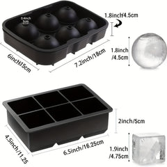 Silicone Ice Cube Trays Sphere & Square Mold With Lid Slow Melting
