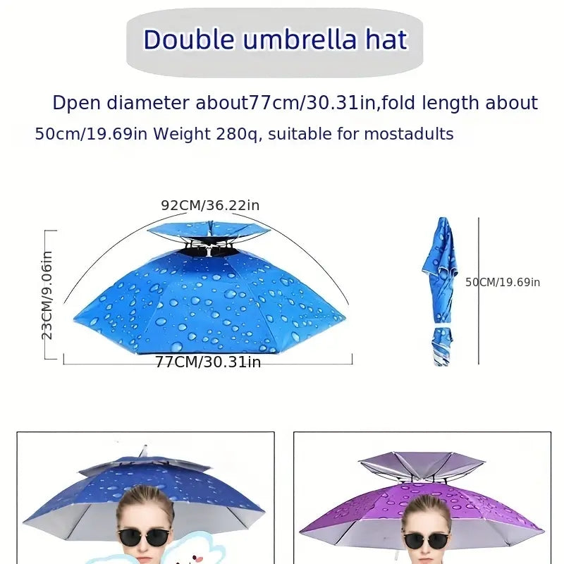 Adjustable Hands Umbrella Folding UV Protection Waterproof Double Layer Umbrella