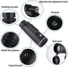 40X60 Zoom Monocular Telescope with Smartphone Holder