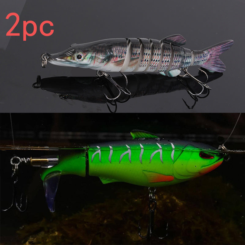 2pcs Bionic Fishing Lure Plastic Decoys 3D Eyes Rotating Tail