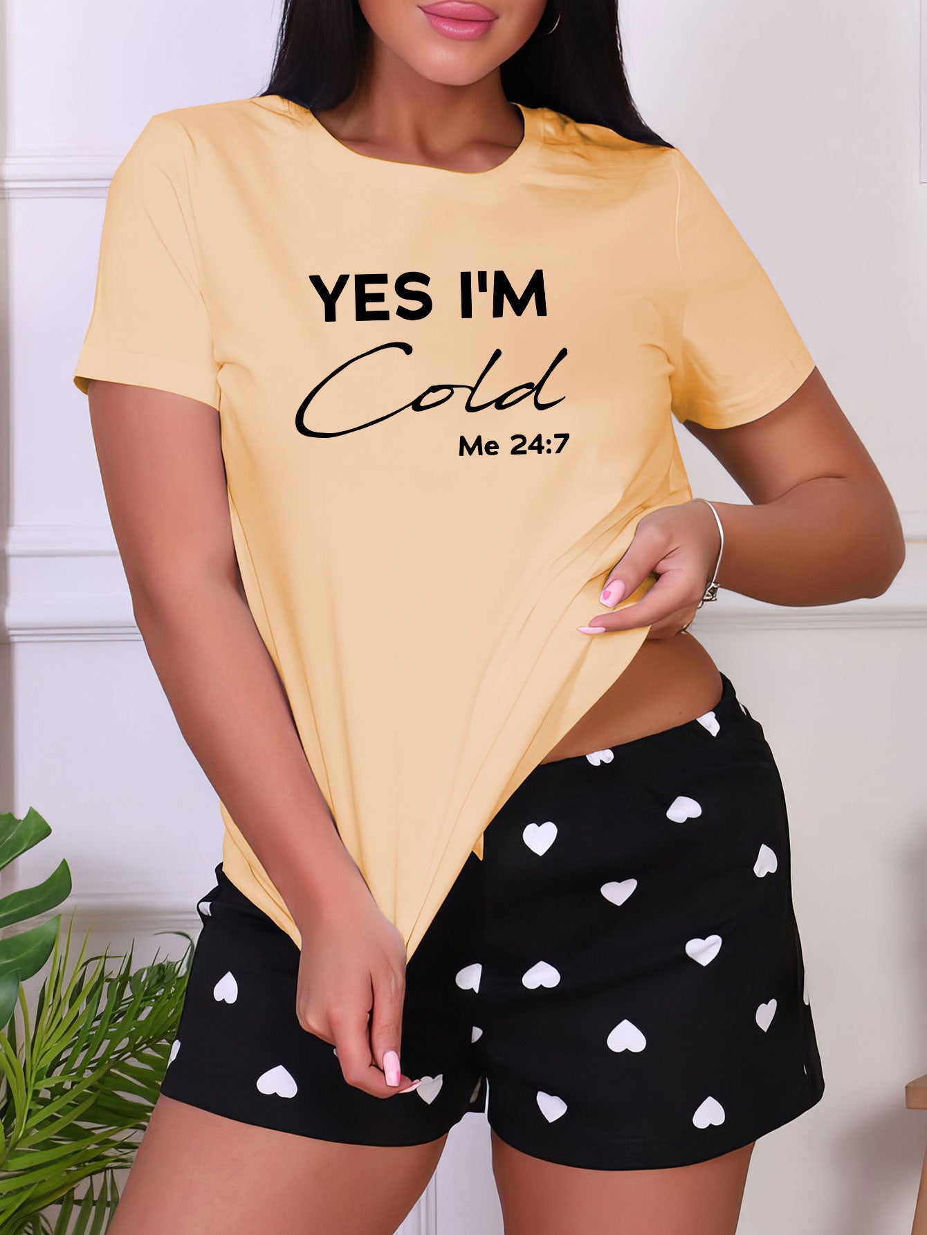 Casual Short Sleeve Crew Neck Top Women's Sleepwear