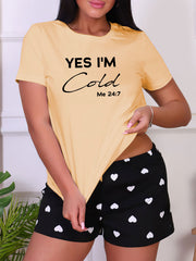 Casual Short Sleeve Crew Neck Top Women's Sleepwear