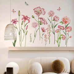 4pcs Flowers Wall Sticker Vinyl Removable Plant Decals Self-adhesive Stickers