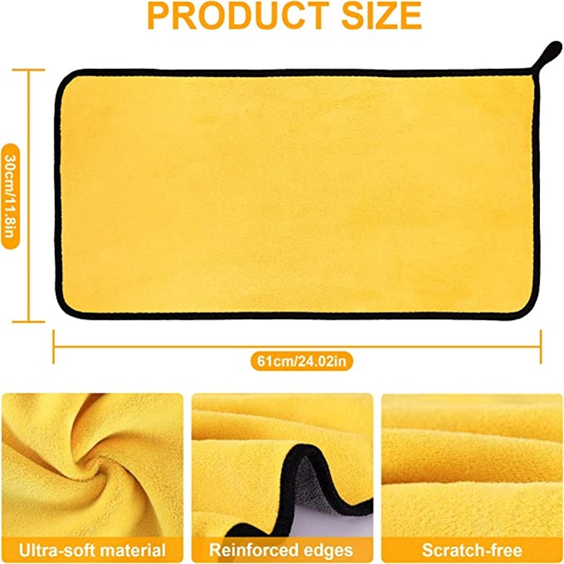 3pcs Thickened Car Wash Towels Absorbent Microfiber Cleaning Scrubbers