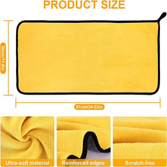 3pcs Thickened Car Wash Towels Absorbent Microfiber Cleaning Scrubbers