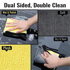 3pcs Thickened Car Wash Towels Absorbent Microfiber Cleaning Scrubbers