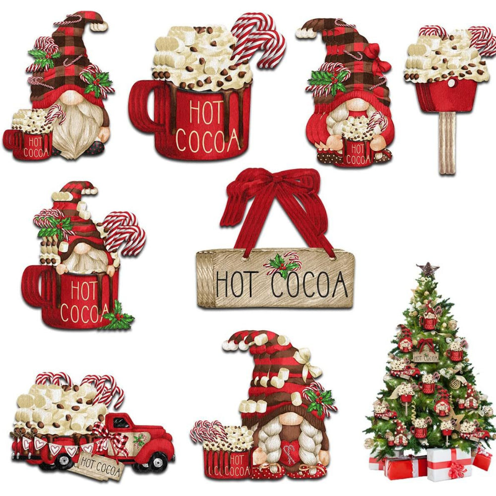 24pcs Wooden Christmas Winter Santa Tree Theme Party Holiday Decor