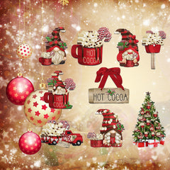 24pcs Wooden Christmas Winter Santa Tree Theme Party Holiday Decor