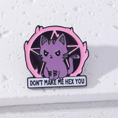 Cartoon Cat Purple Brooch Letter Pattern Badge Gift Men
