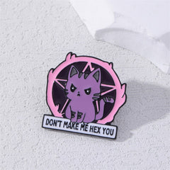 Cartoon Cat Purple Brooch Letter Pattern Badge Gift Men
