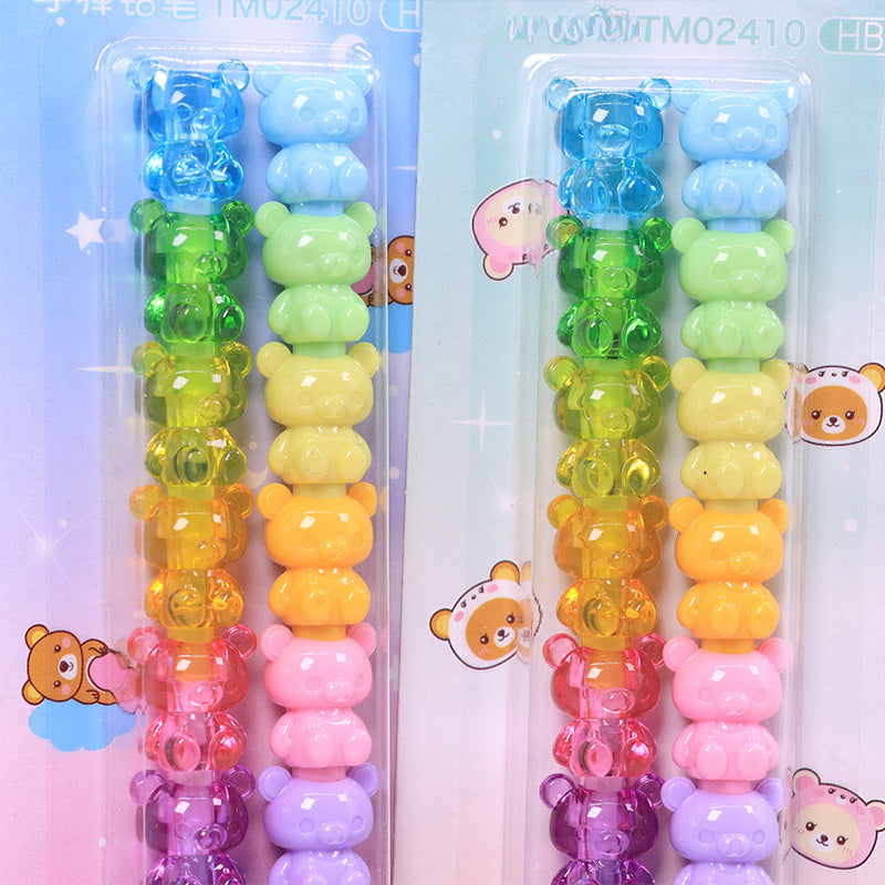 2pcs Bear Non-sharpening Mechanical Pencils Student Writing Pens