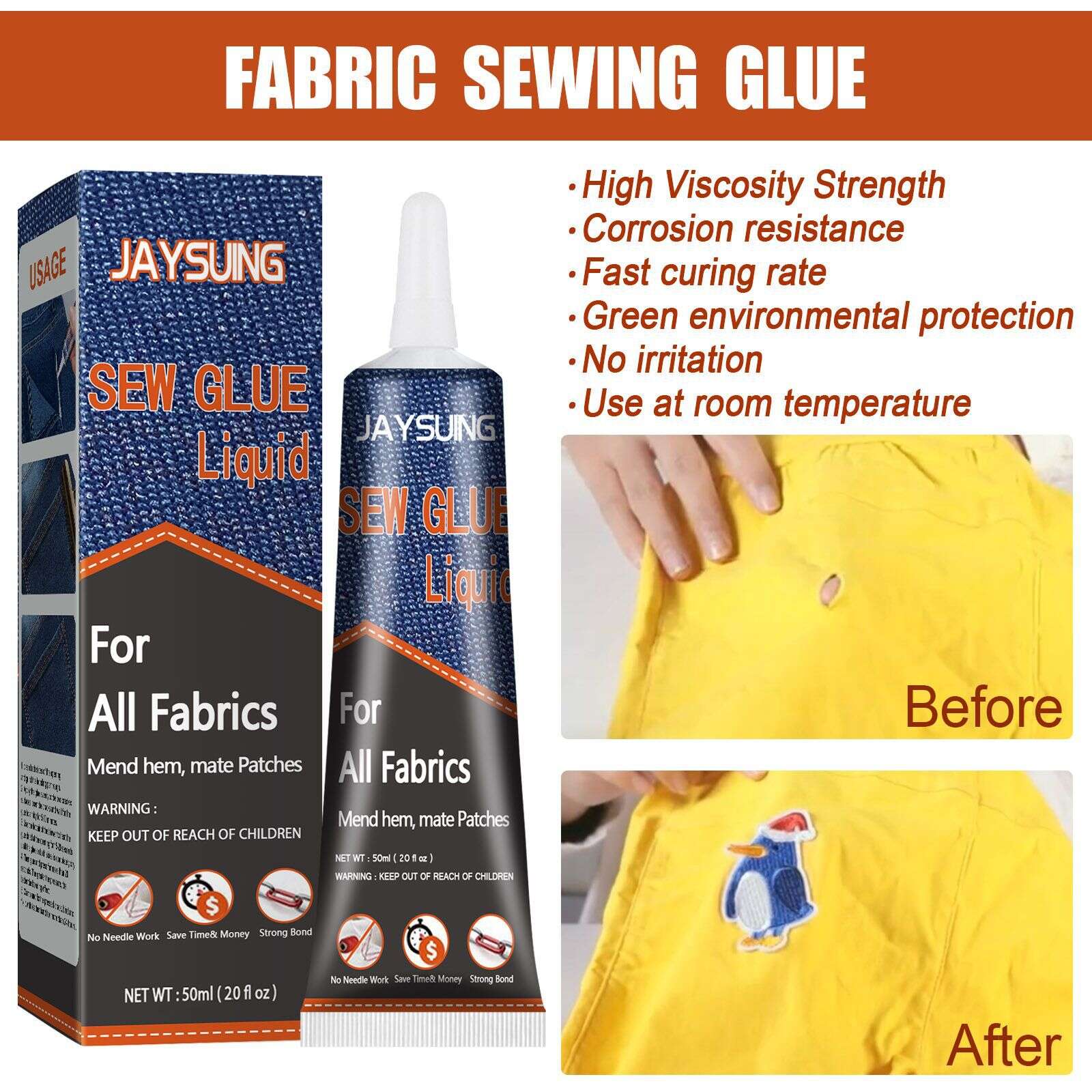 Fabric Mending Glue, Needle And Thread, Fabric Repair