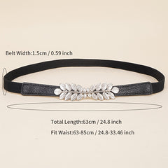 Leaf Buckle Elastic Belt Set For Jeans Dress Shirt