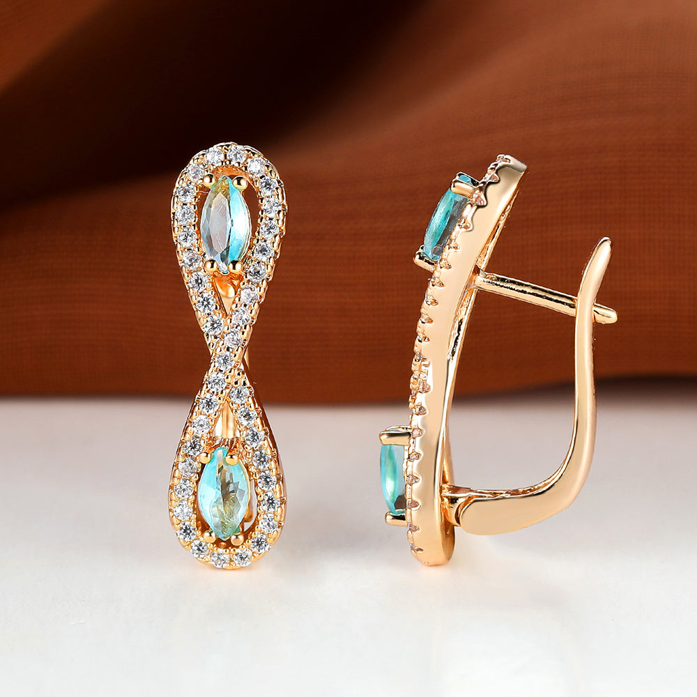 Teardrop Aqua Stone Earrings Vintage Bride Wedding Love Infinity Jewelry
