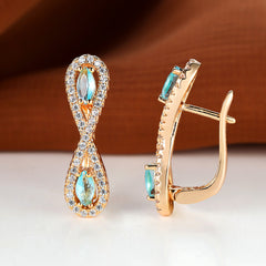 Teardrop Aqua Stone Earrings Vintage Bride Wedding Love Infinity Jewelry