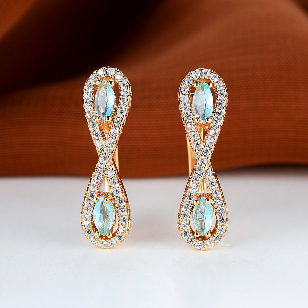 Teardrop Aqua Stone Earrings Vintage Bride Wedding Love Infinity Jewelry