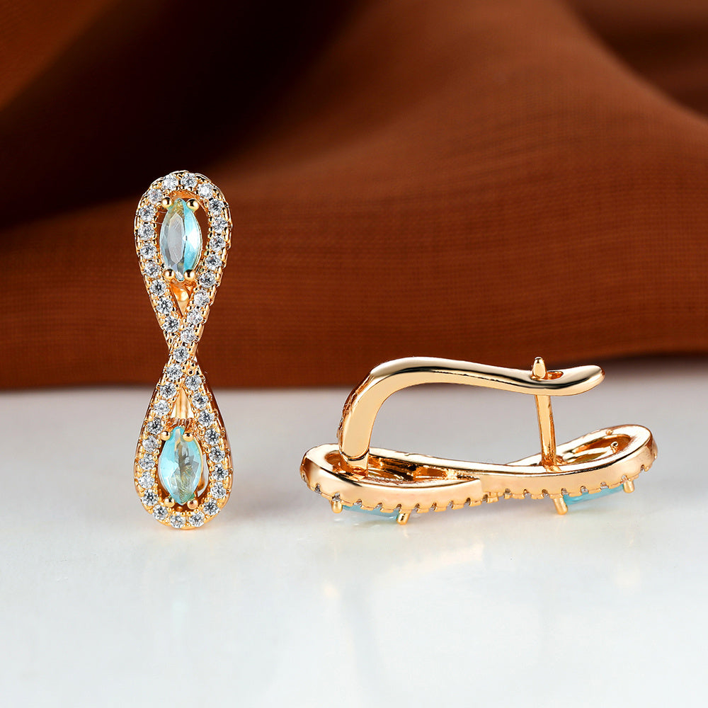 Teardrop Aqua Stone Earrings Vintage Bride Wedding Love Infinity Jewelry
