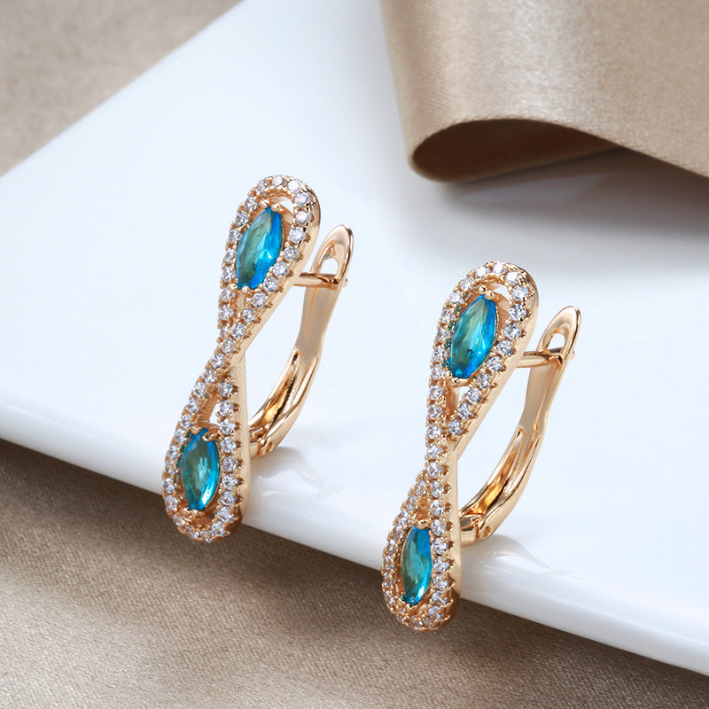 Teardrop Aqua Stone Earrings Vintage Bride Wedding Love Infinity Jewelry