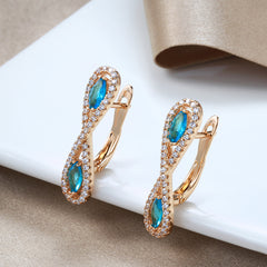 Teardrop Aqua Stone Earrings Vintage Bride Wedding Love Infinity Jewelry