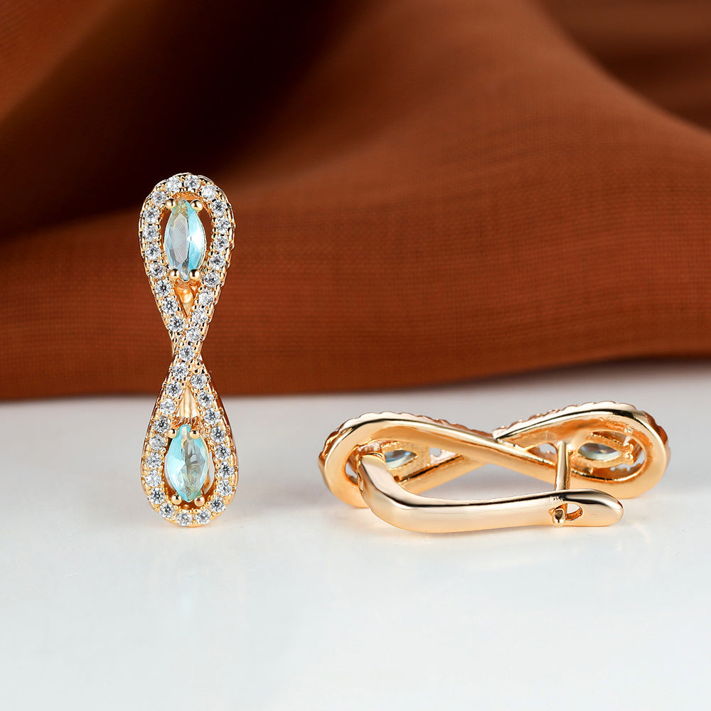 Teardrop Aqua Stone Earrings Vintage Bride Wedding Love Infinity Jewelry