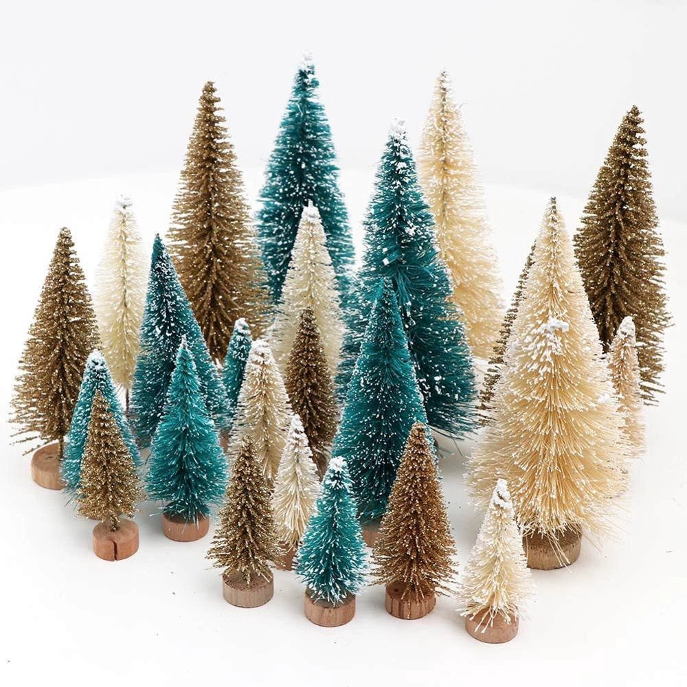 12pcs Mini Christmas Tree for Home Decor Artificial Tabletop Decorations