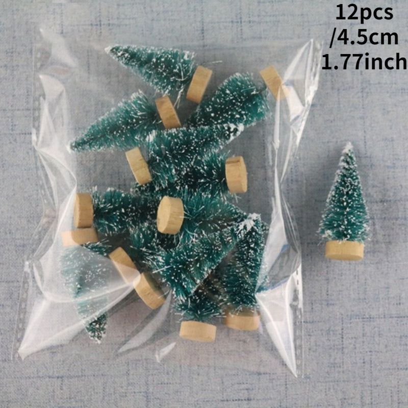 12pcs Mini Christmas Tree for Home Decor Artificial Tabletop Decorations