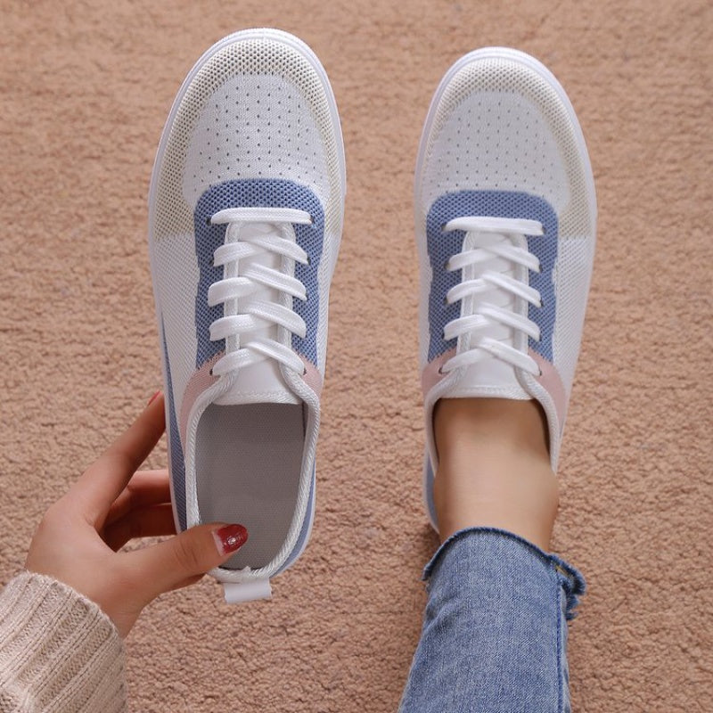 Women's Colorblock Knit Skate Shoes Lace Up Low Top Sneakers