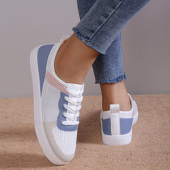 Women's Colorblock Knit Skate Shoes Lace Up Low Top Sneakers