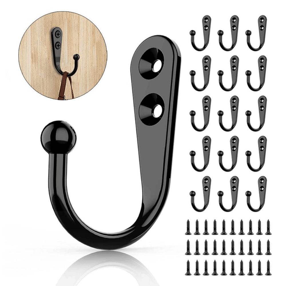 10pcs Retro Wall Hooks Hangers Door Mounted Coat Hooks With Screws Suction