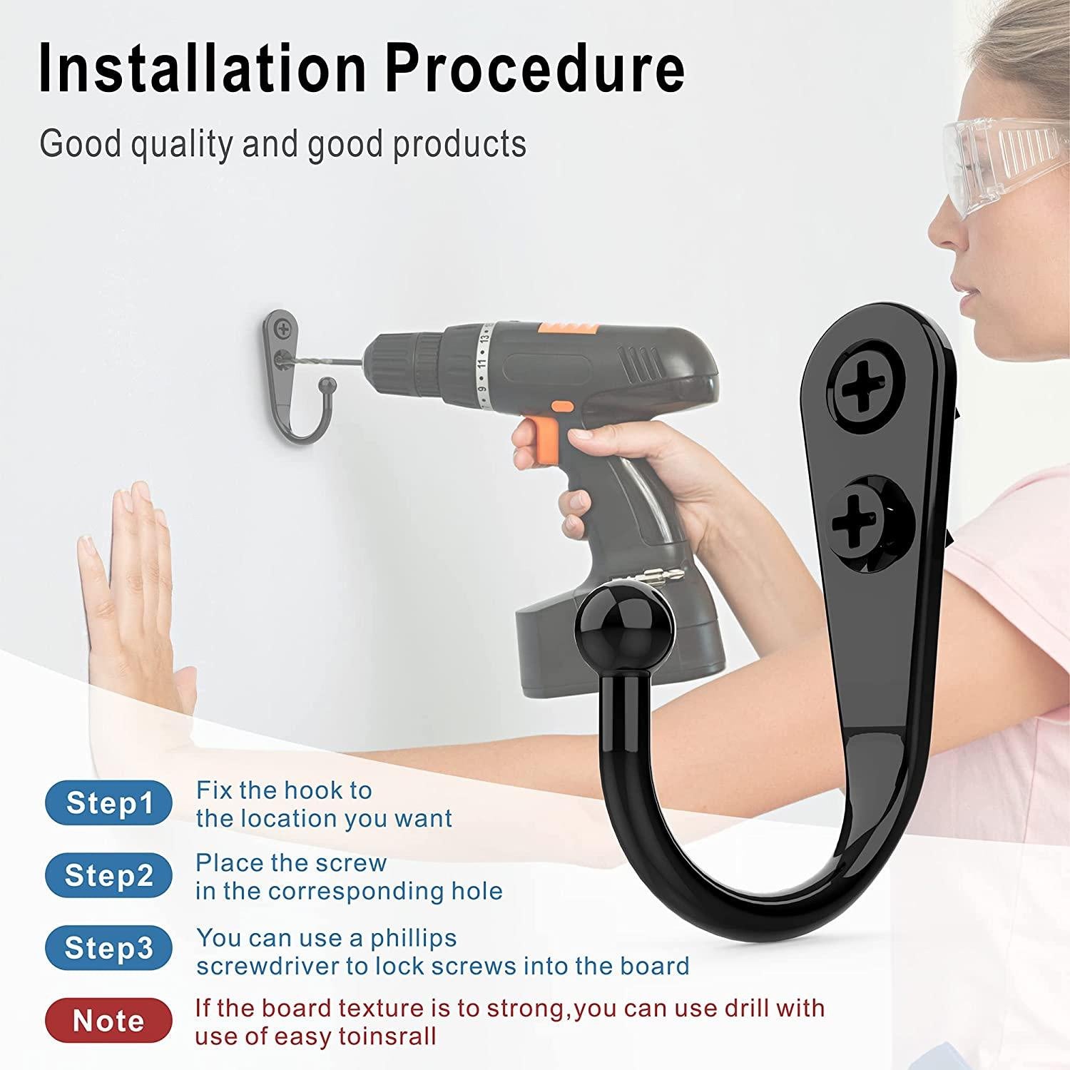 10pcs Retro Wall Hooks Hangers Door Mounted Coat Hooks With Screws Suction