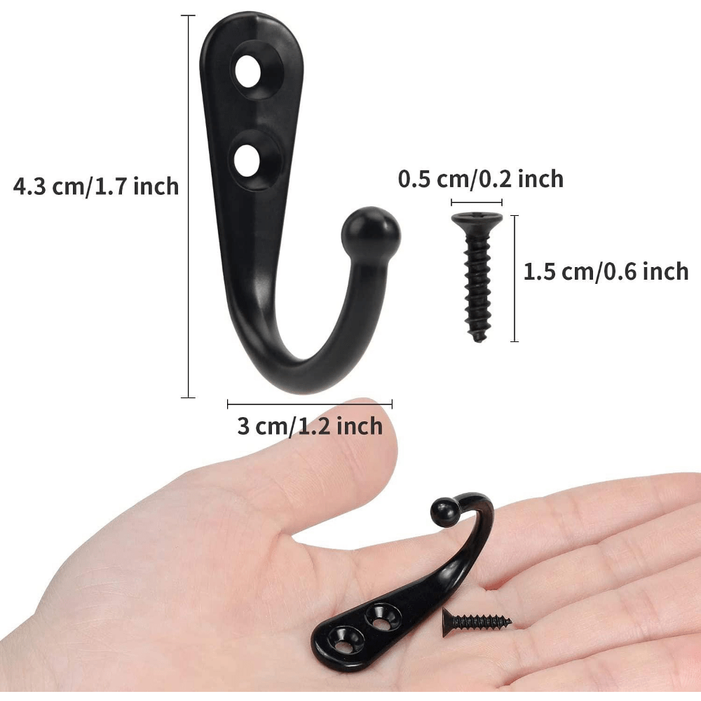 10pcs Retro Wall Hooks Hangers Door Mounted Coat Hooks With Screws Suction